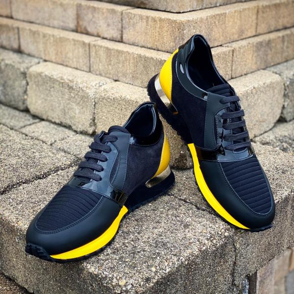 The Magura Black Yellow Leather Men Sneaker Final Sale Vinci Leather Shoes