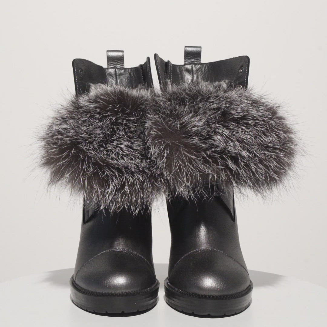 Leather best sale fur boots