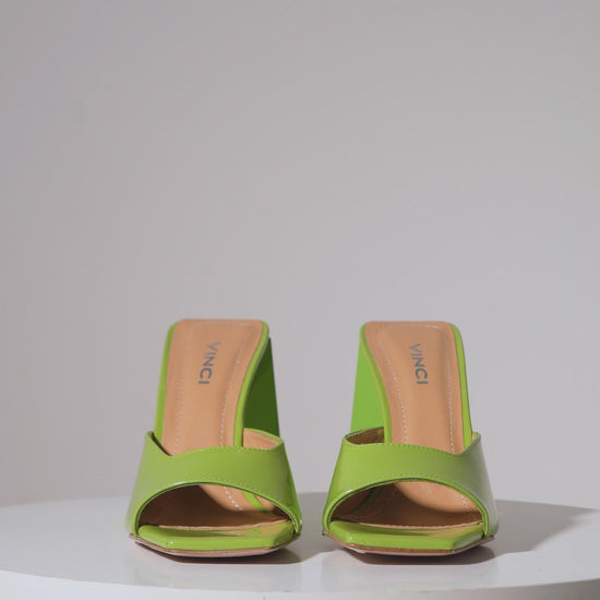 The Butterfly Block Heel Green Patent Leather Sandal – Vinci Leather Shoes
