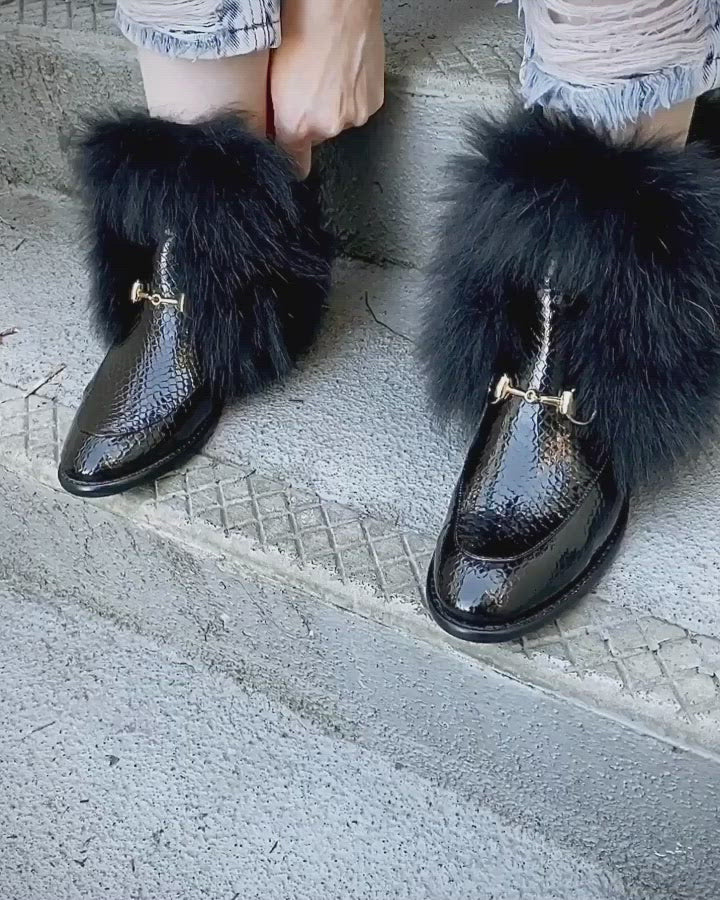 Faux fur mid calf on sale boots