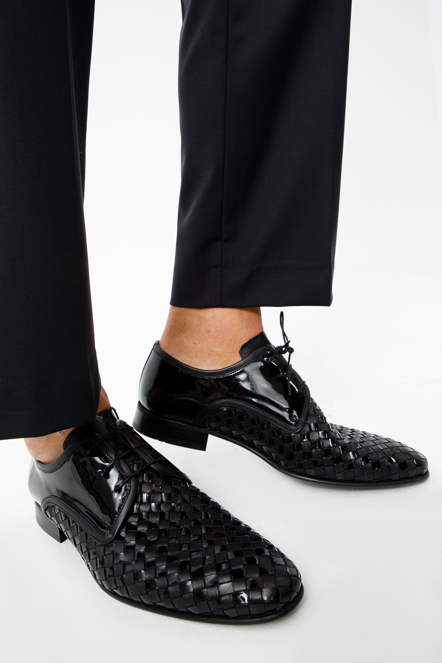 The Safaga Black Woven Derby Men Shoe