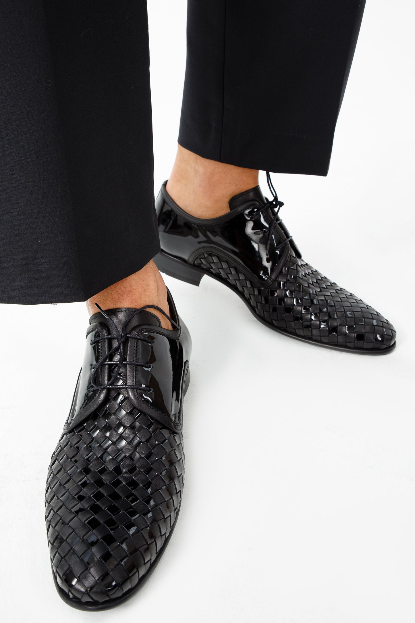 The Safaga Black Woven Derby Men Shoe