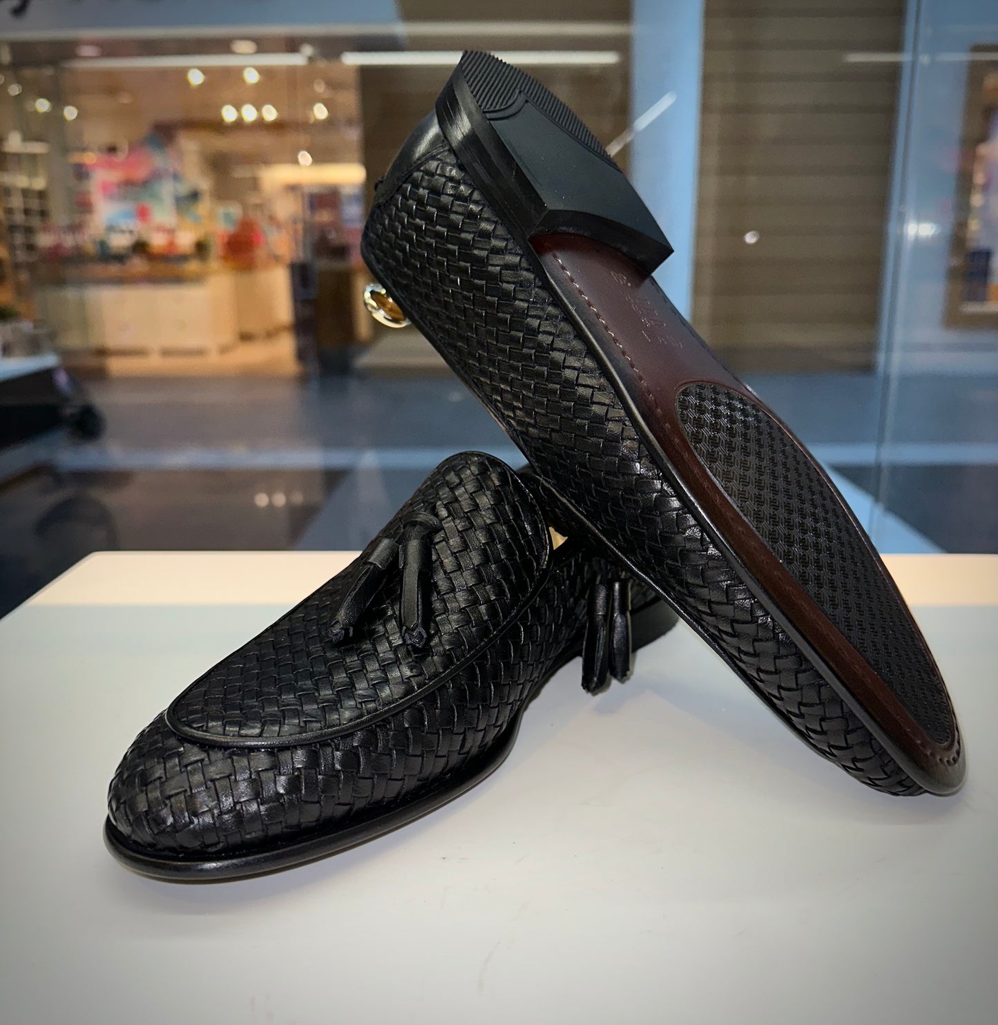 The Mclean Shoe Black Leather Woven Tassel Loafer Men Shoe – Vinci ...